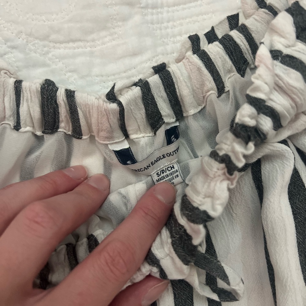 American Eagle Striped Gray and White Linen Pants size Small - Picture 5 of 5